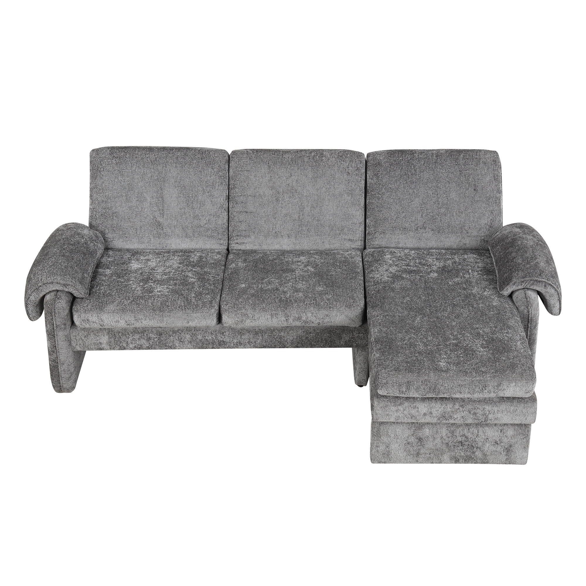 Convertible Futon Sofa Bed With Adjustable Backrest, Reversible Chaise Lounge And 2 Removable Armrest Pillows