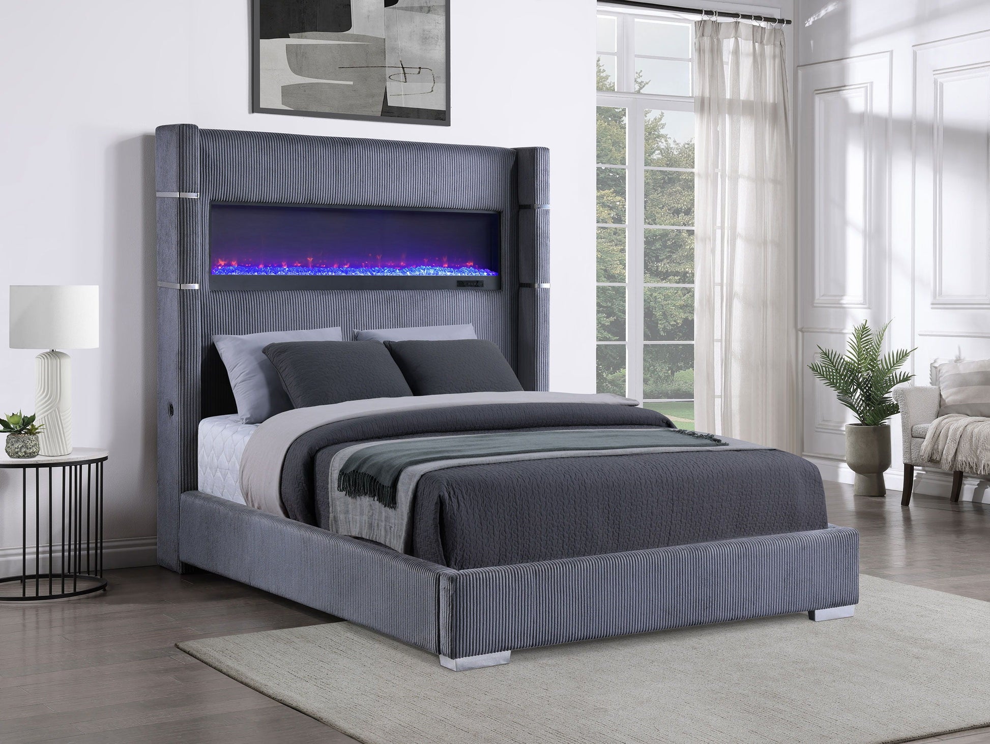 Coaster Fine Furniture Tisdall - Upholstered Fireplace Bed | Meri Furniture