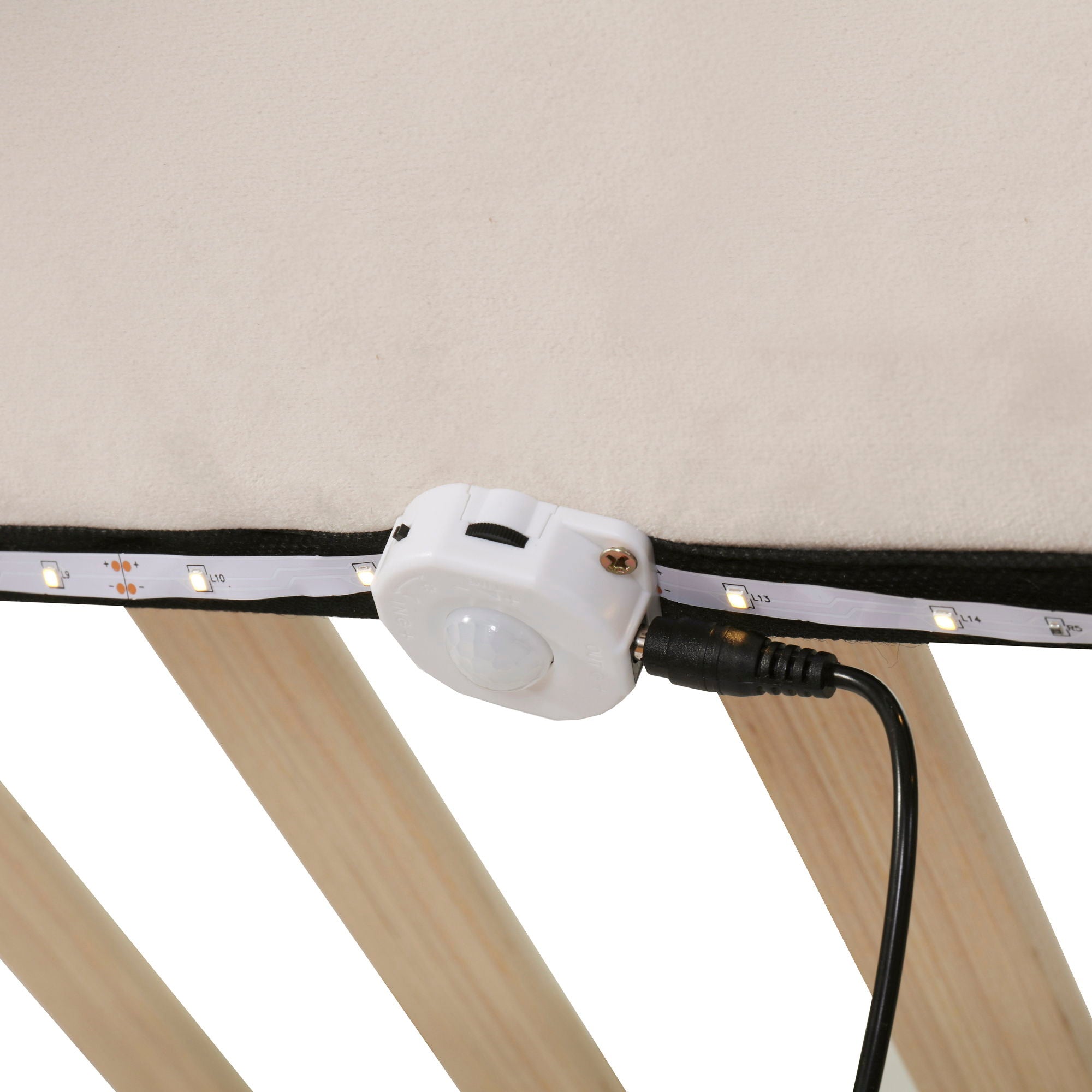 Upholstered Platform Bed With Sensor Light And 2 Large Backrests, With 2 Sets Of USB Port And Socket On Each Rear Bed Leg