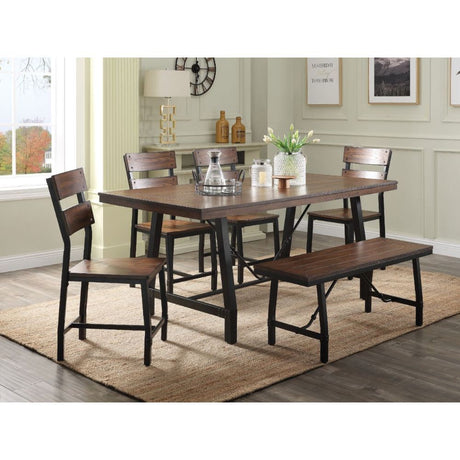 ACME Mariatu - Dining Table - Oak & Black | Meri Furniture