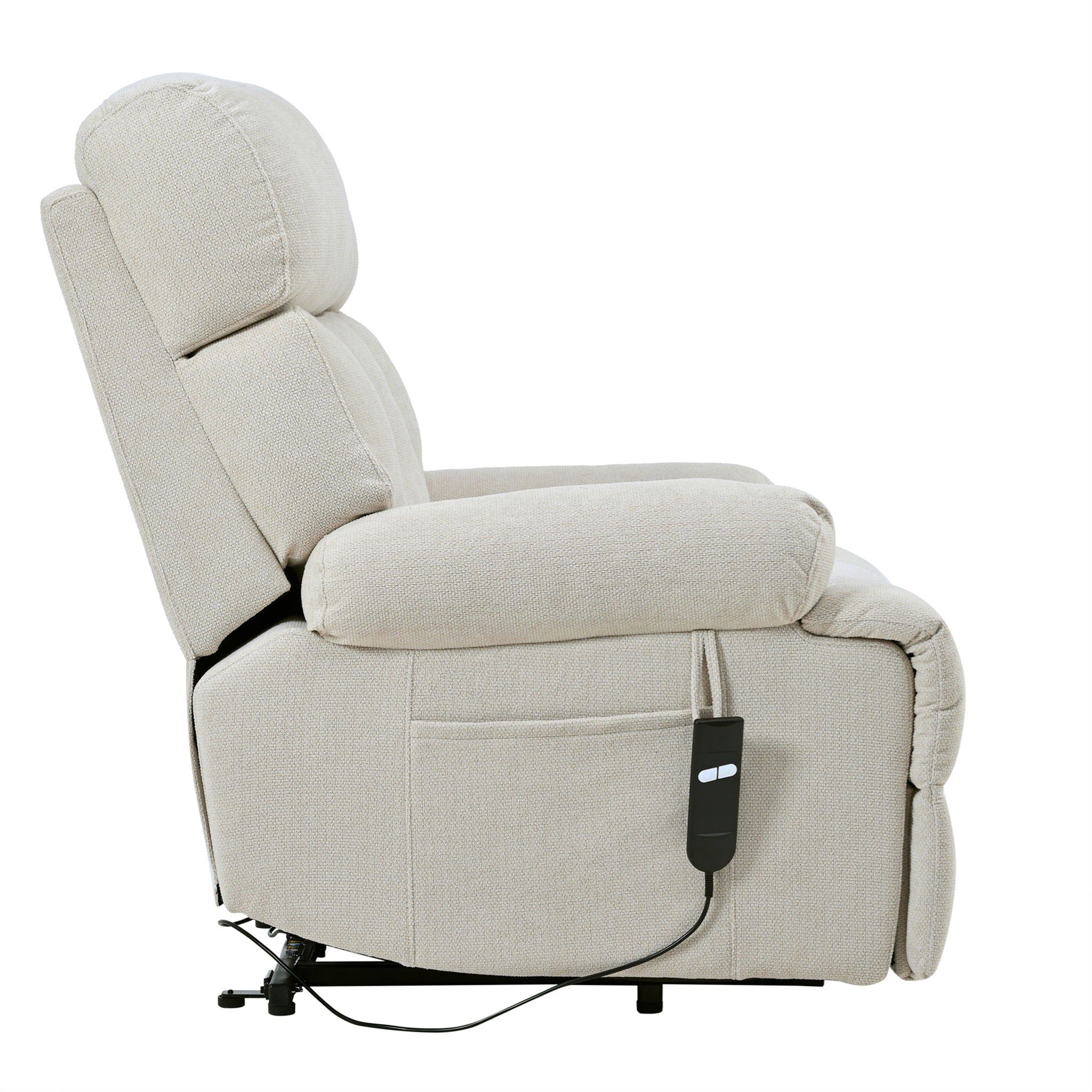 Oversized Power Lift Recliner Chai With Remote Control, Side Pocket, Spacious Seat
