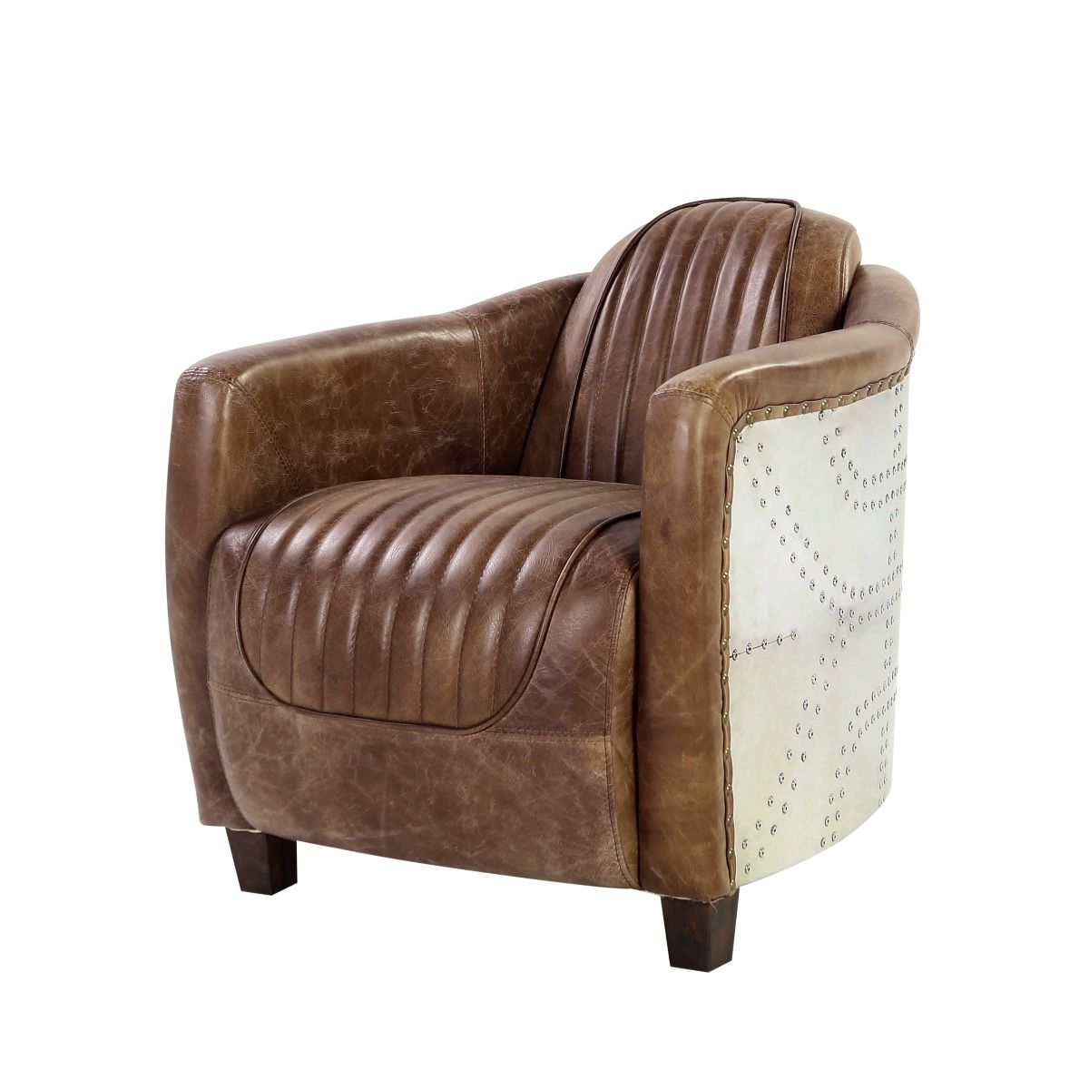 ACME Brancaster - Chair - Retro Brown Top Grain Leather & Aluminum | Meri Furniture