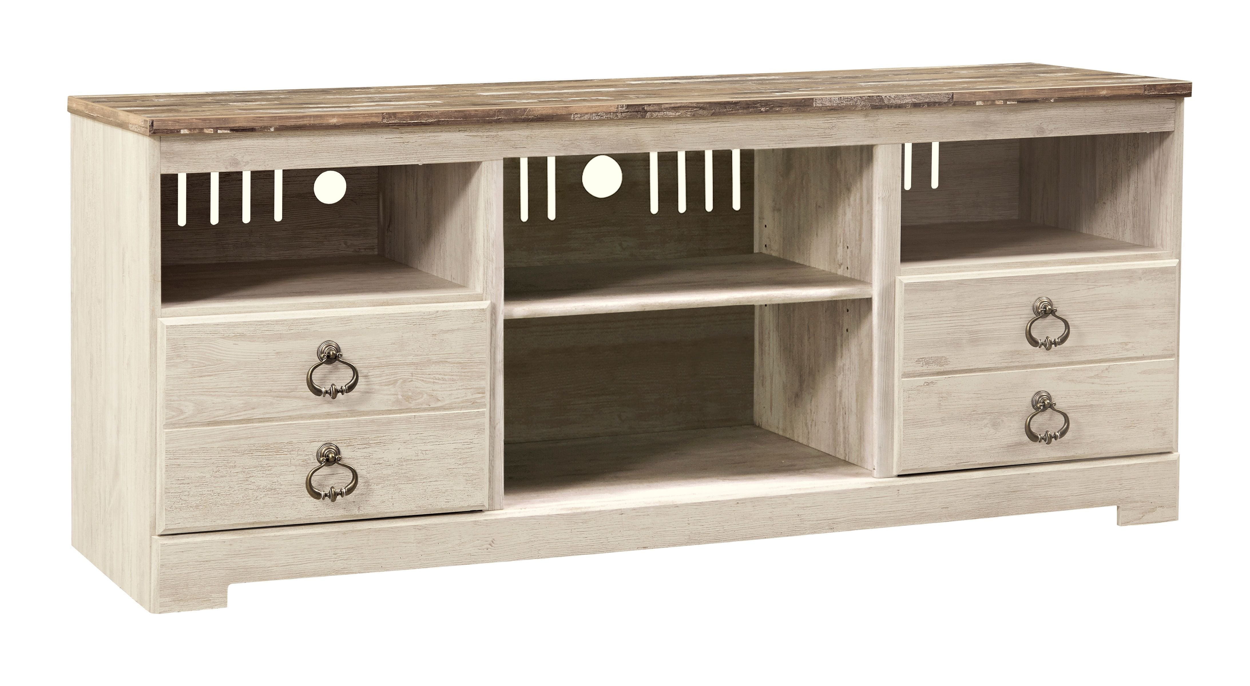 Signature Design by Ashley® Willowton - Entertainment Center With Fireplace Option | Meri Furniture