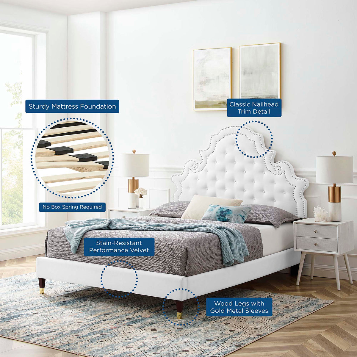 Gwyneth Tufted Performance Velvet Full Platform Bed by Modway