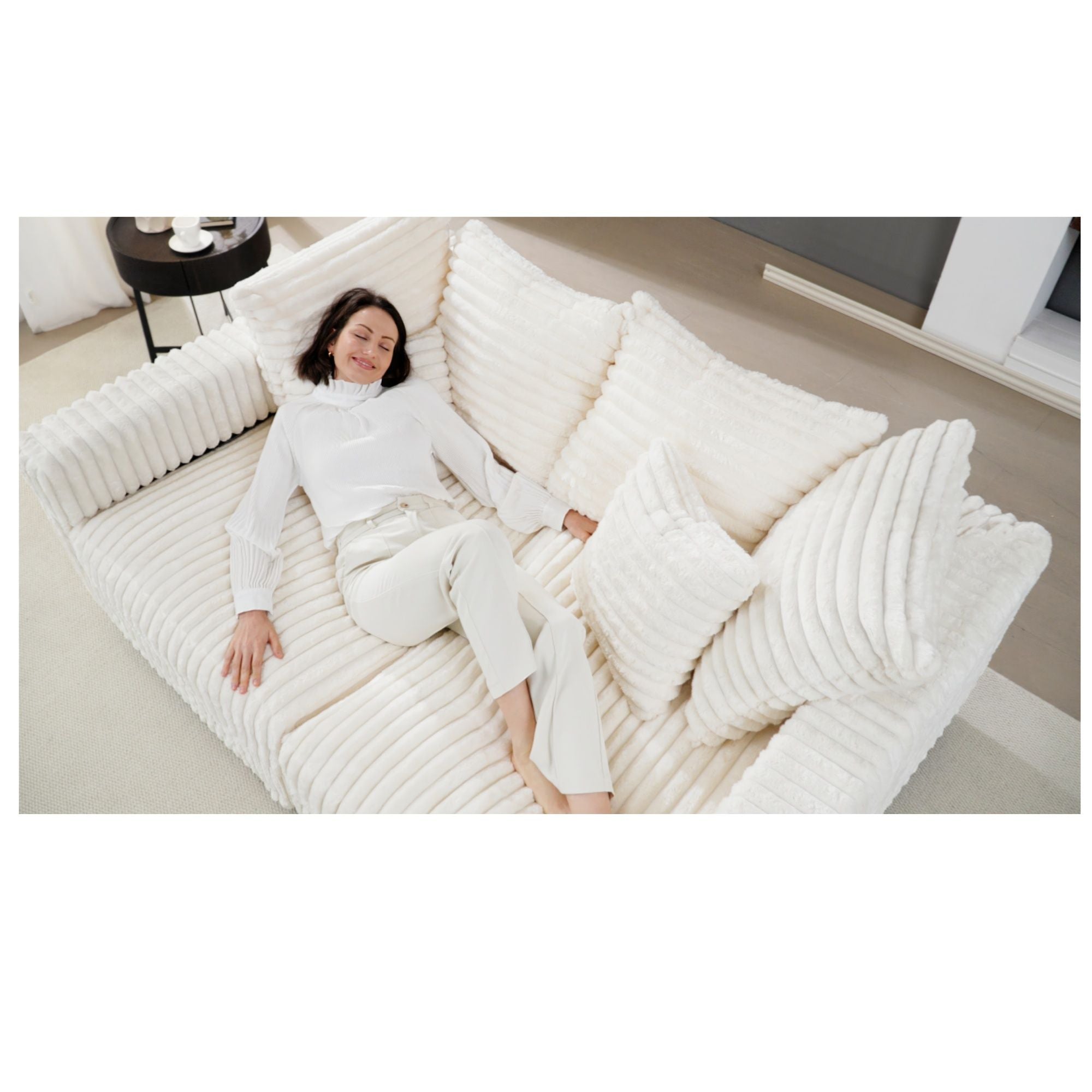 Modern Comfy Upholstered 4 Seat Sofa Cloud Couch,Deep Seat With Soft Pillows