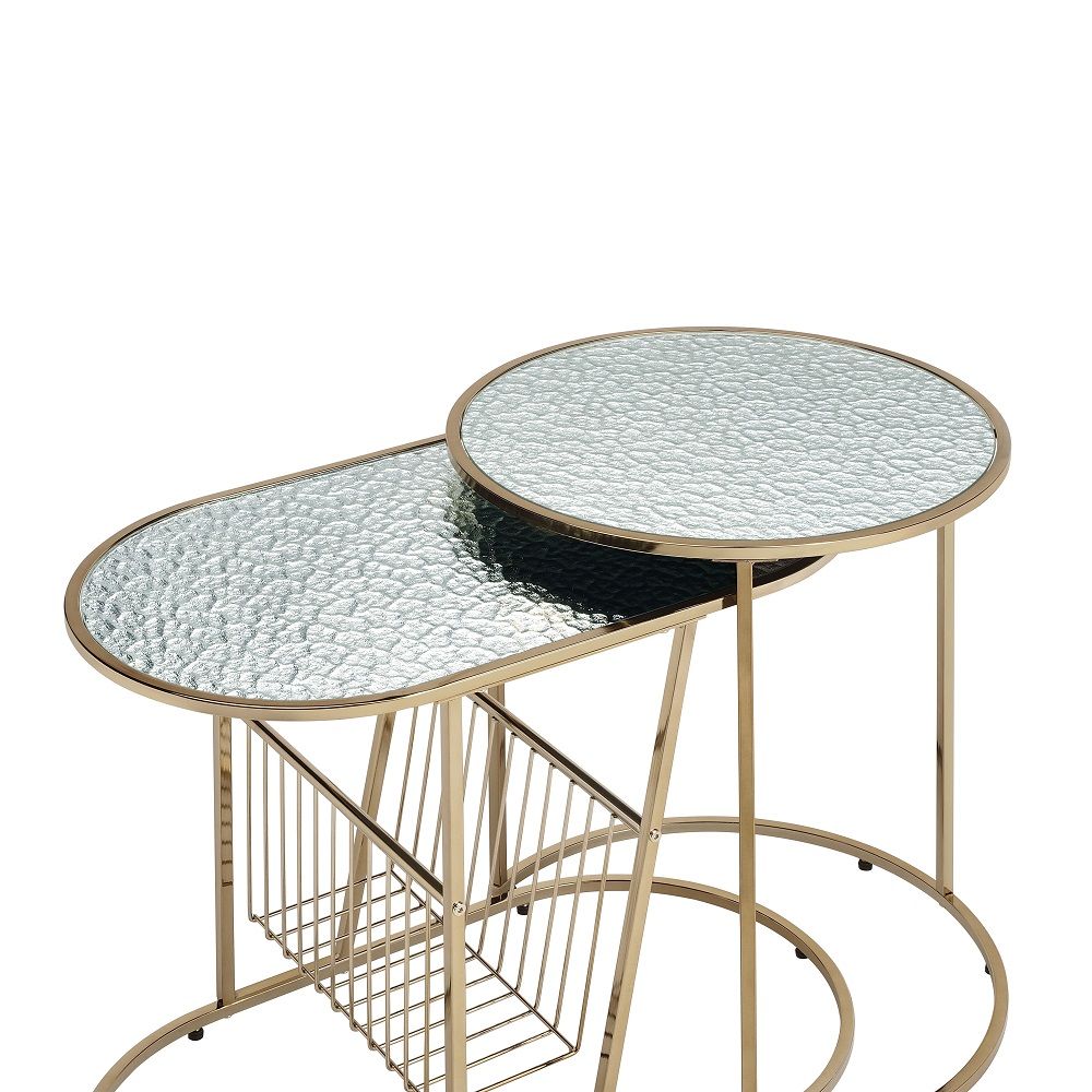 ACME Kesha - Nesting Table Set - Gold | Meri Furniture
