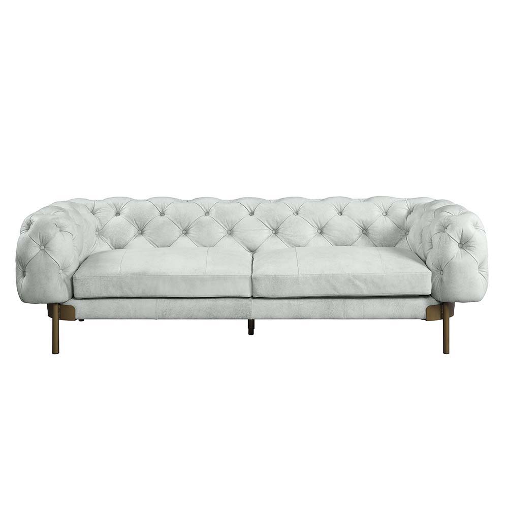 ACME Ragle - Sofa - Vintage White Top Grain Leather | Meri Furniture