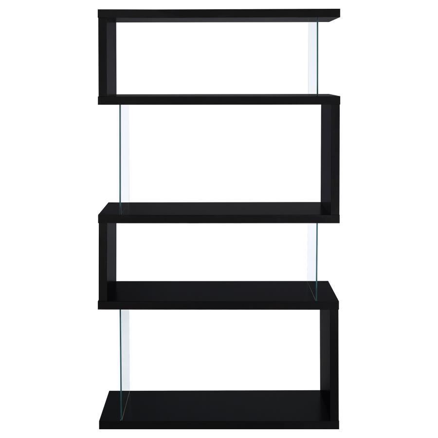 Coaster Fine Furniture Emelle - 4-Shelf Glass Panel Bookshelf | Meri Furniture
