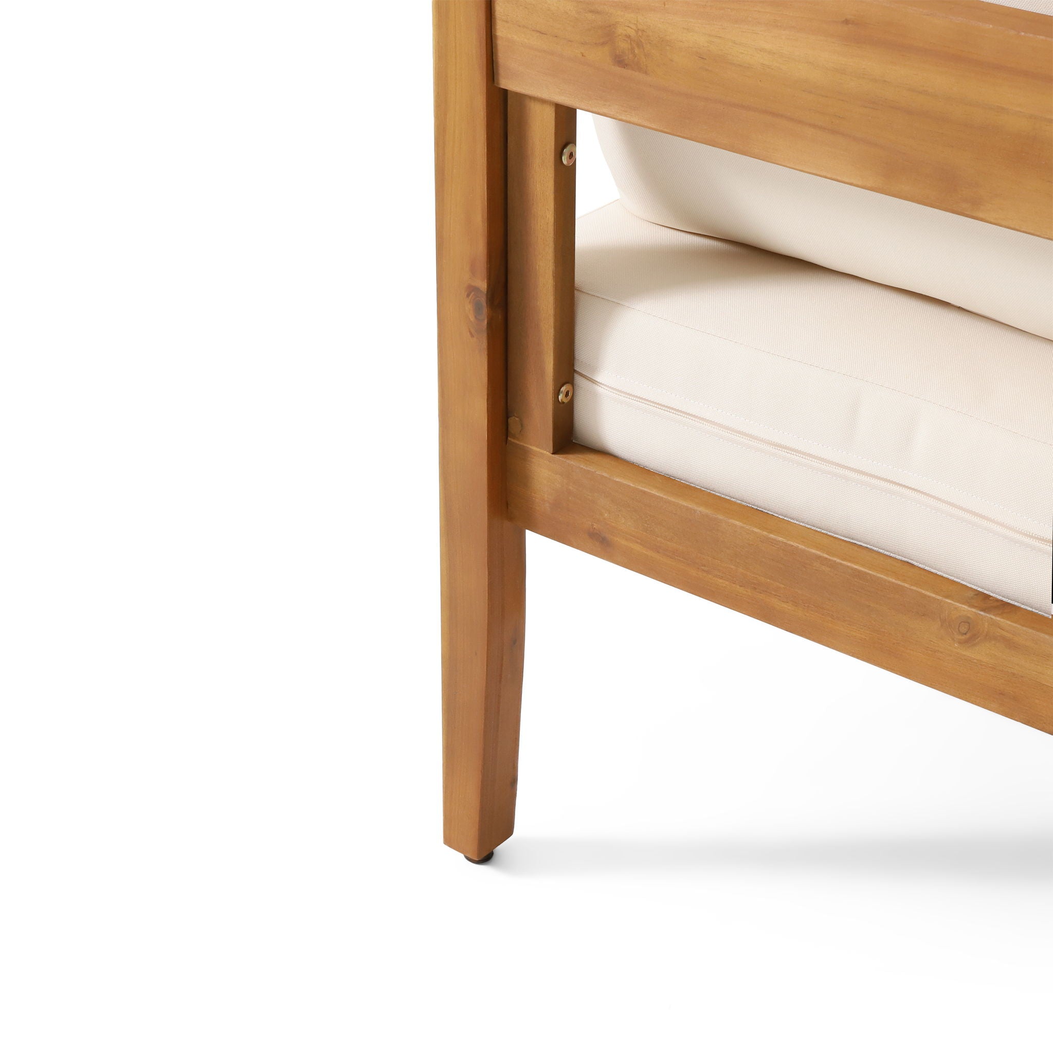 Brooklyn - Sofa Set Rounded Tuxedo Design - Teak / Beige