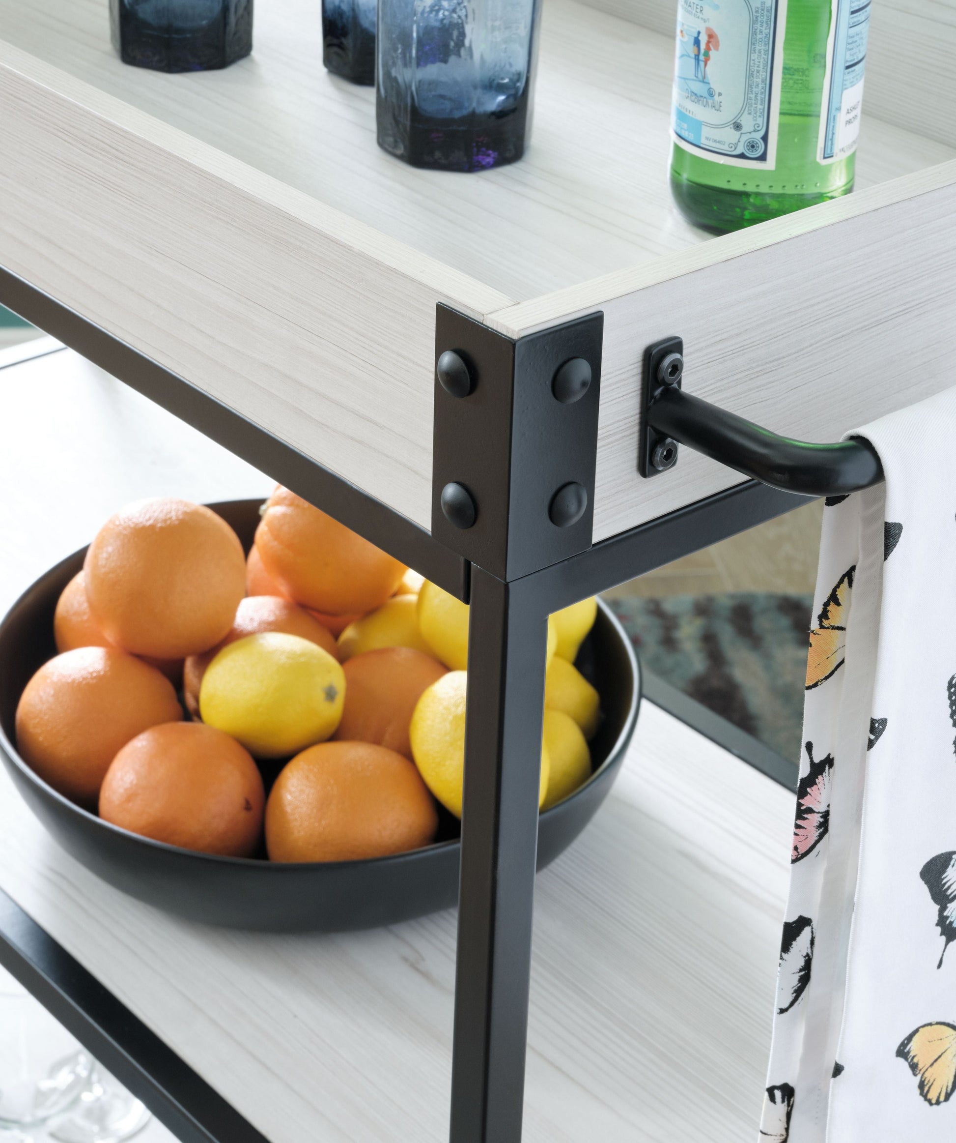 Signature Design by Ashley® Bayflynn - White / Black - Bar Cart | Meri Furniture