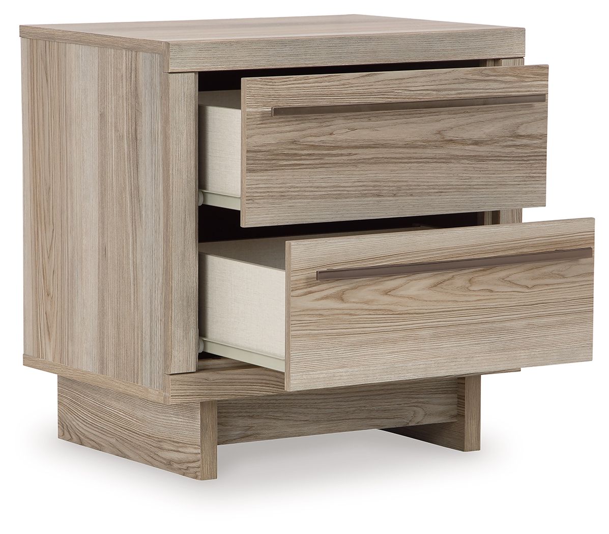 Signature Design by Ashley® Hasbrick - Tan - Two Drawer Night Stand | Meri Furniture