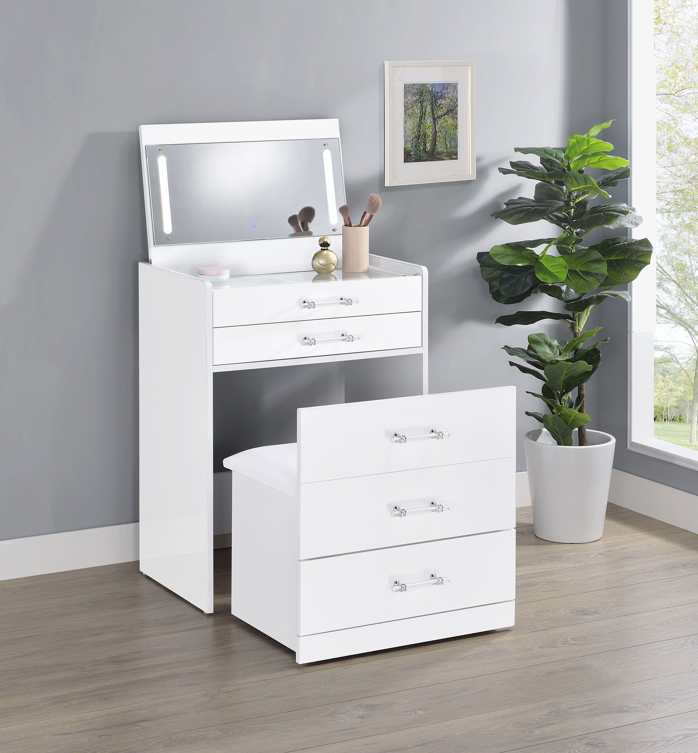 Coaster Fine Furniture Danbury - 3-Drawer Makeup Vanity & Stool Set | Meri Furniture
