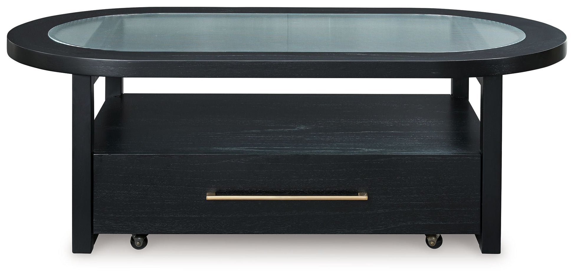 Signature Design by Ashley® Winbardi - Black - Oval Cocktail Table | Meri Furniture