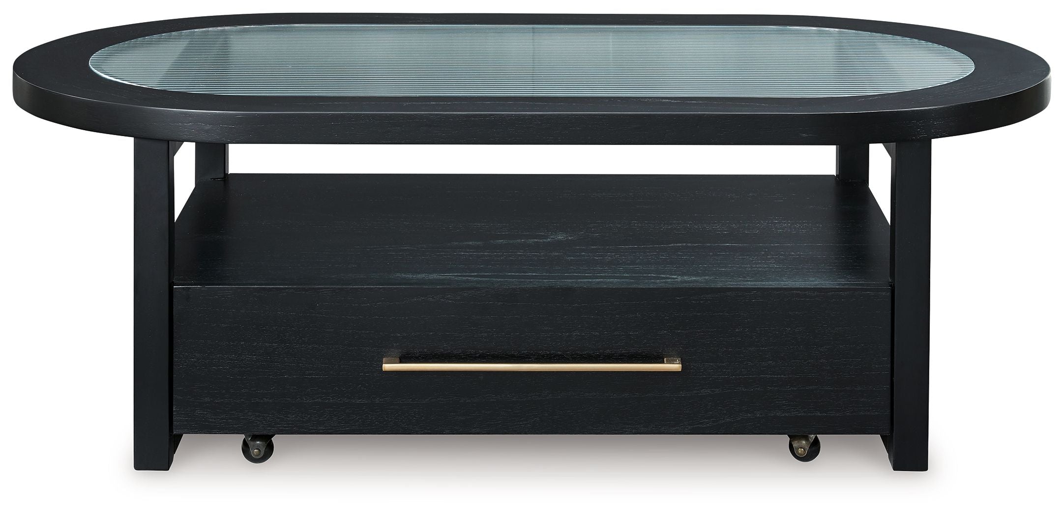 Signature Design by Ashley® Winbardi - Black - Oval Cocktail Table | Meri Furniture