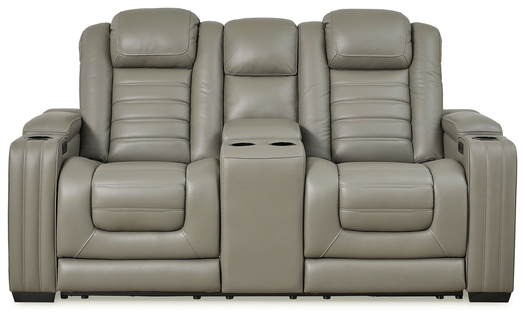 Signature Design by Ashley® Backtrack - Gray - Pwr Rec Loveseat/Con/Adj Hdrst | Meri Furniture