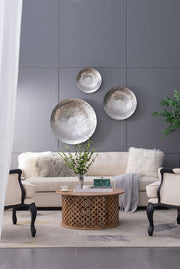 Textured Oversized Disc, Wall Decor For Living Room (Set of 3) - Silver