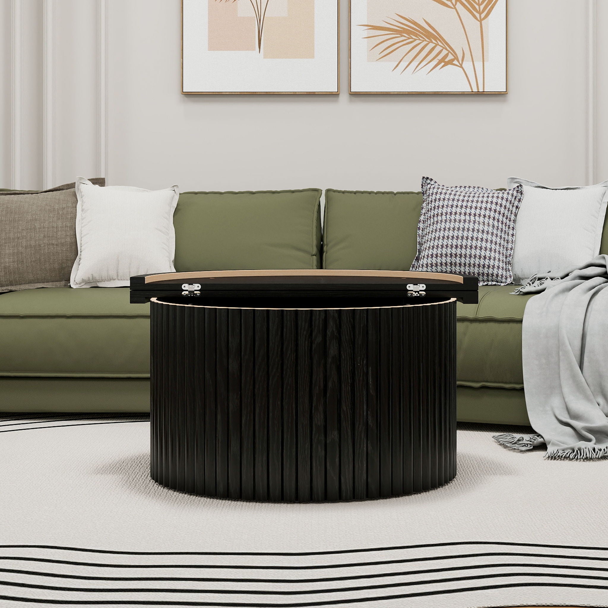 Coffee Table, Round Coffee Table, Modern Side Tables Accent End Table For Living Room, Apartment - Black