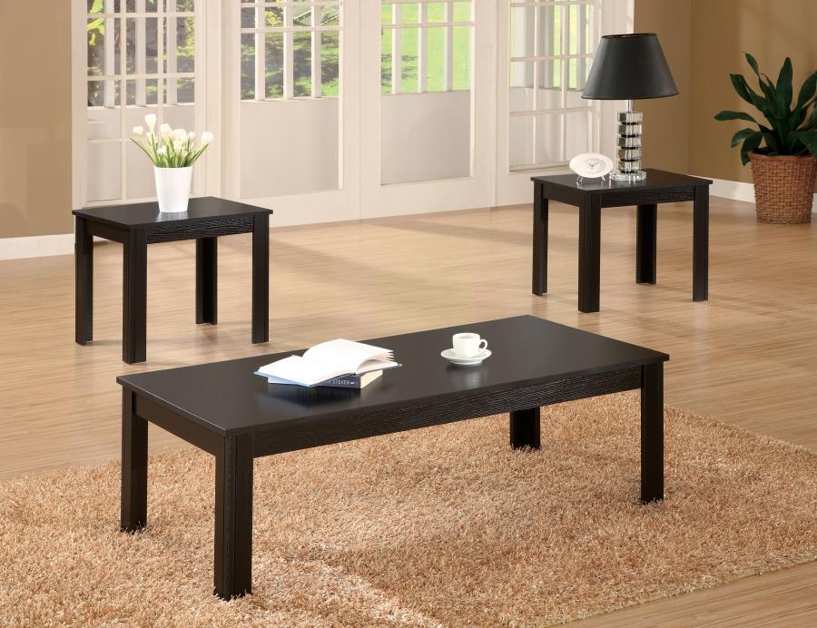 Coaster Fine Furniture Elias - 3 Piece Engineered Wood Coffee Table Set - Black | Meri Furniture