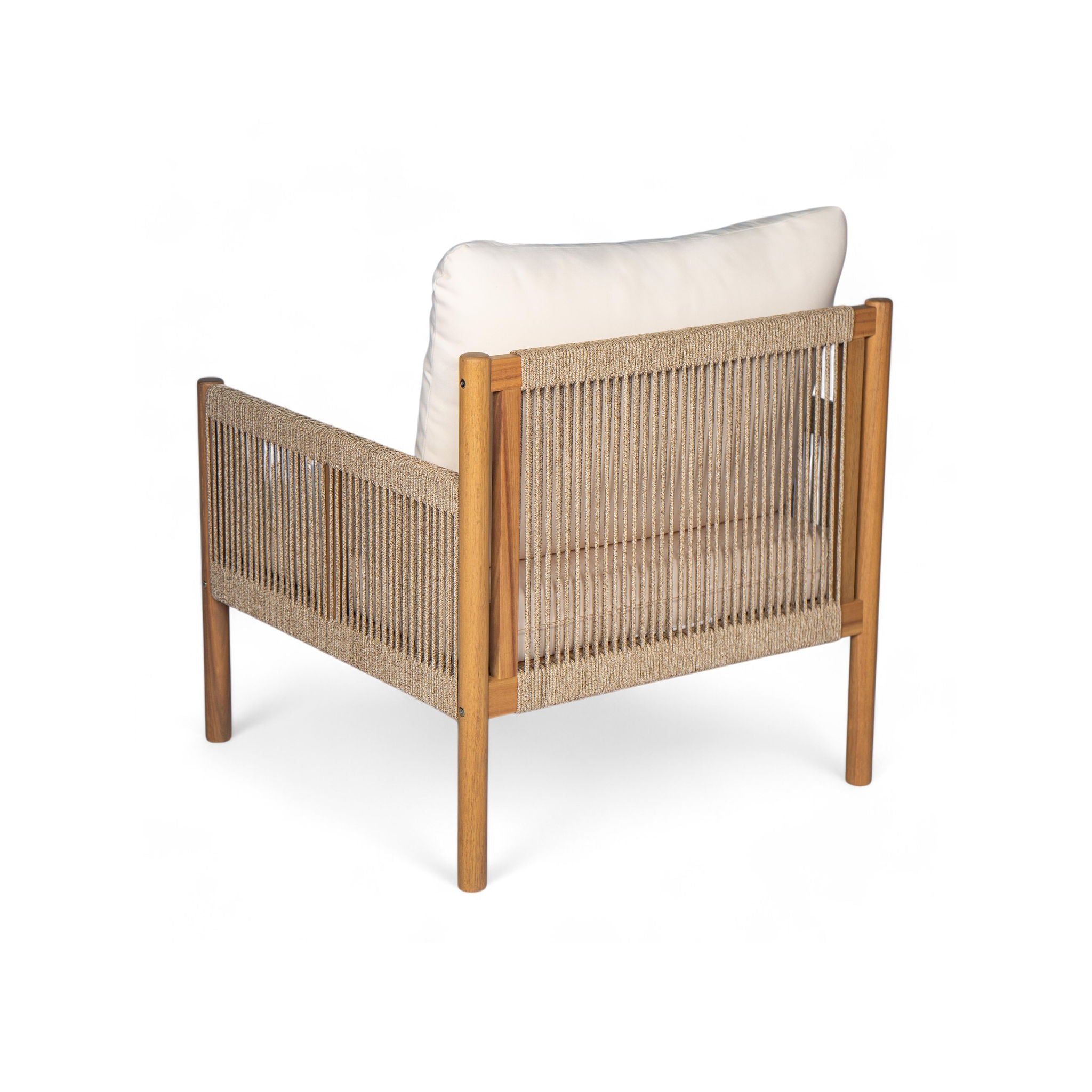 Modern Outdoor Woven Lounge Chair With Solid Wood Frame - Teak