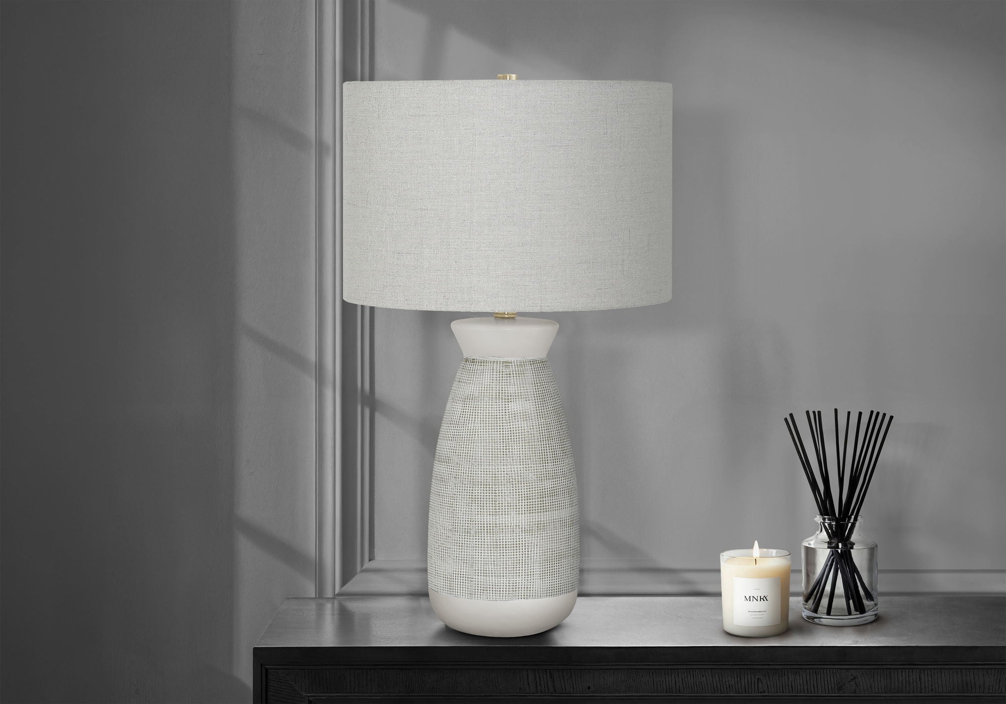 Lighting, Table Lamp, Ceramic, Contemporary - Gray