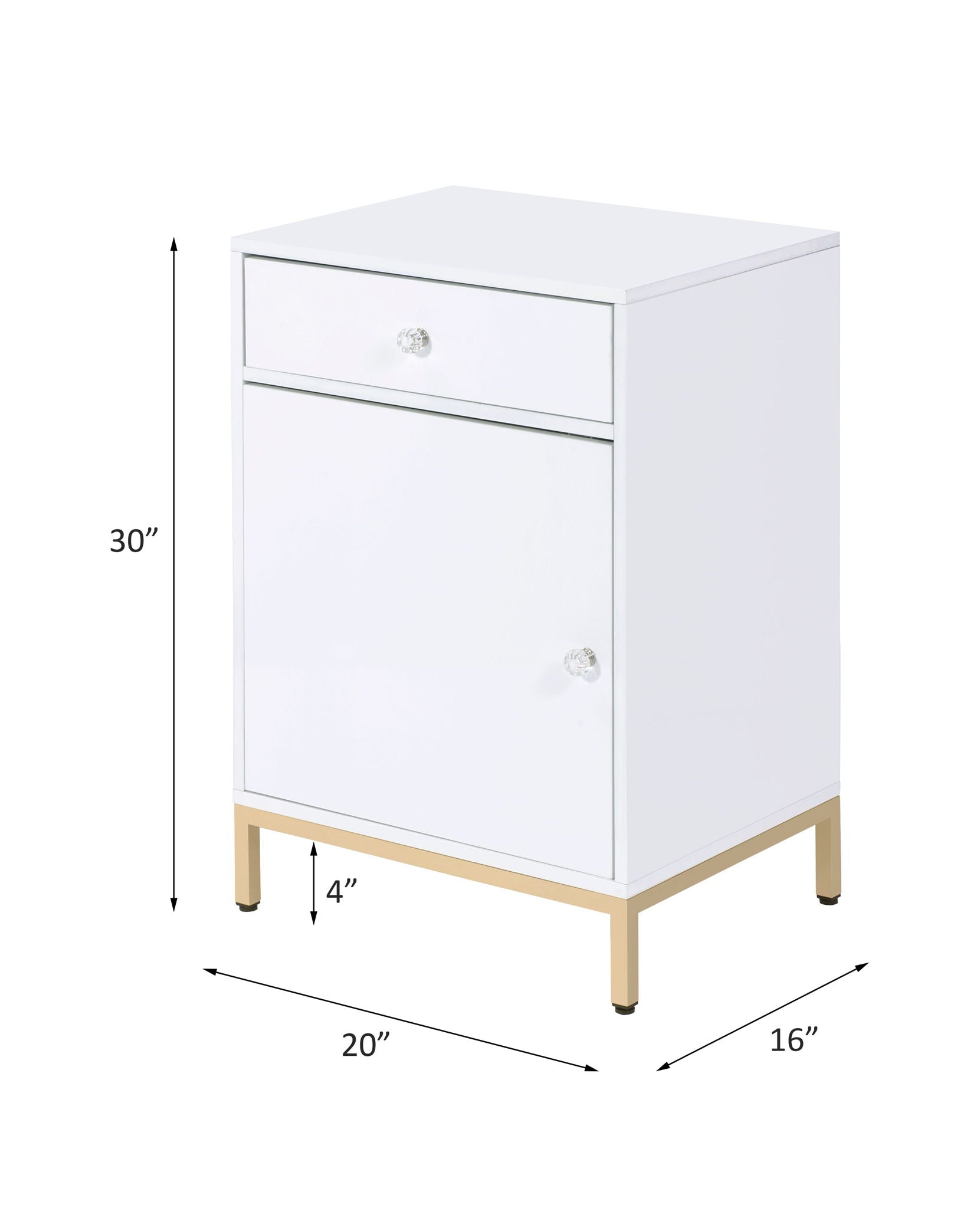 Ottey - Cabinet - White High Gloss & Gold