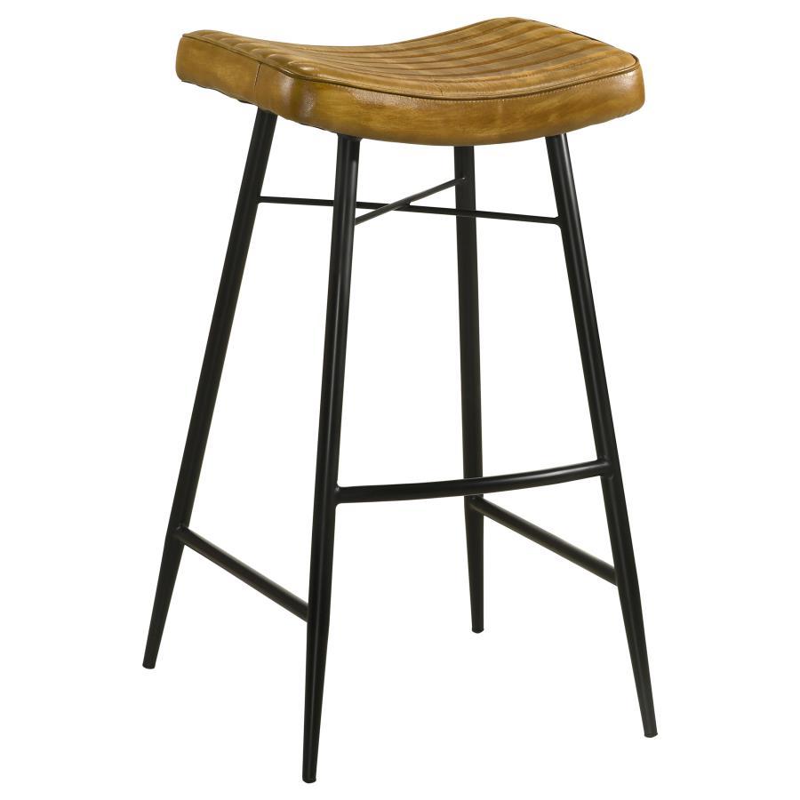 Coaster Fine Furniture Bayu - Leather Upholstered Saddle Seat Backless Bar Stool (Set of 2) | Meri Furniture