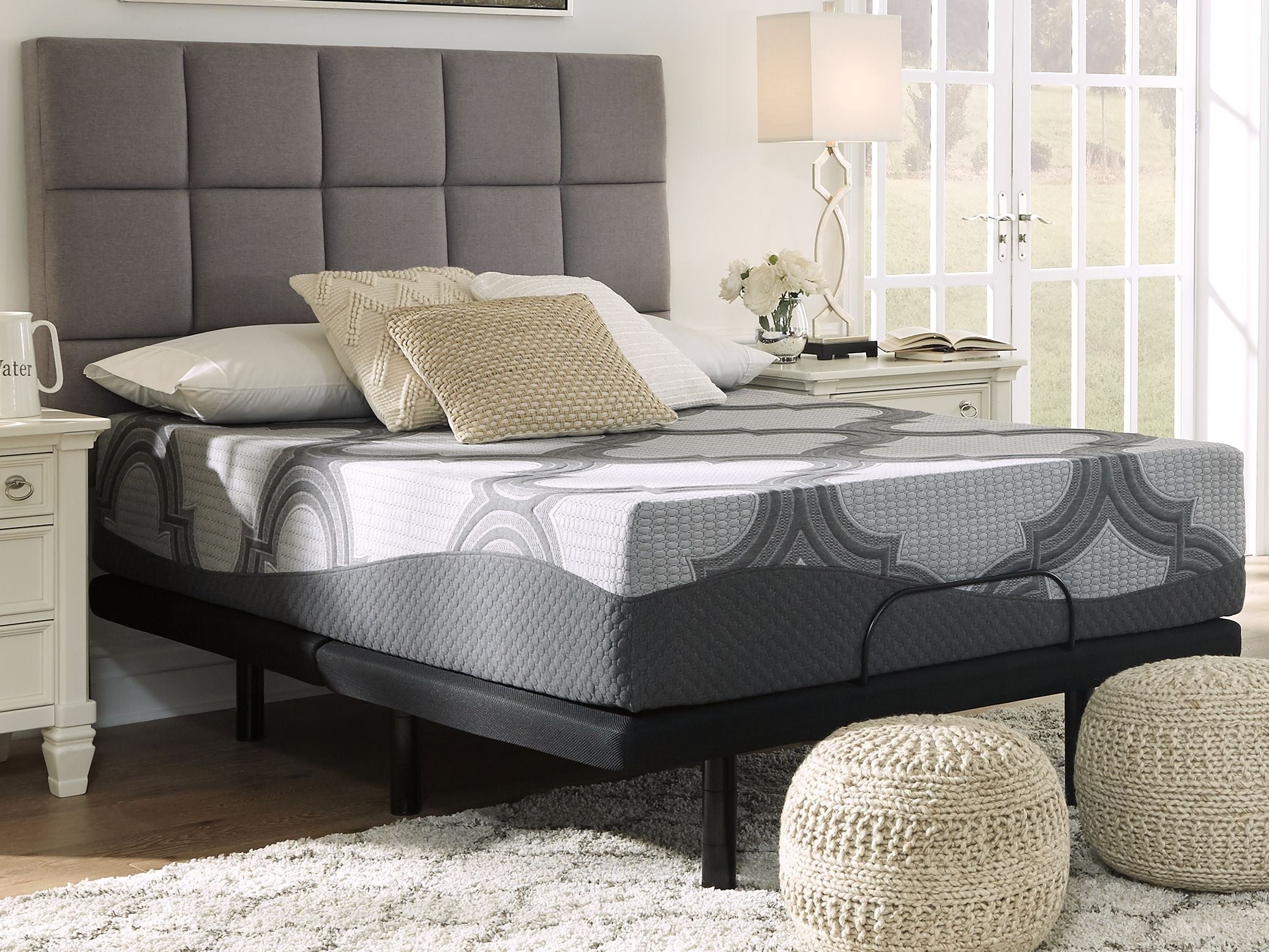 Ashley Sleep® 12 Inch Ashley Hybrid - Head-foot Model Best Adjustable Base And Mattress | Meri Furniture