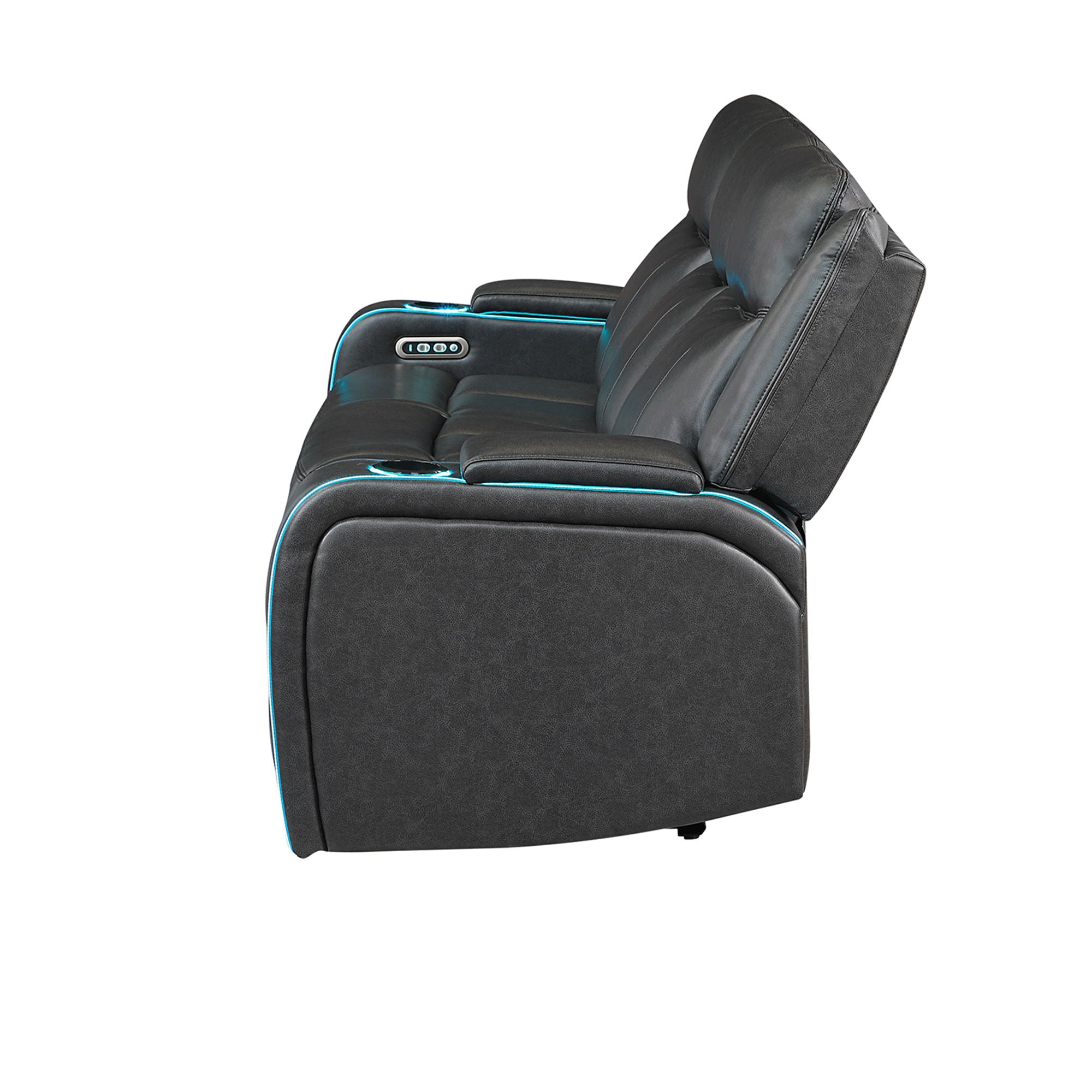 Blanca - Power Reclining Sofa With LED Lights And Power Headrest Frame - Charcoal