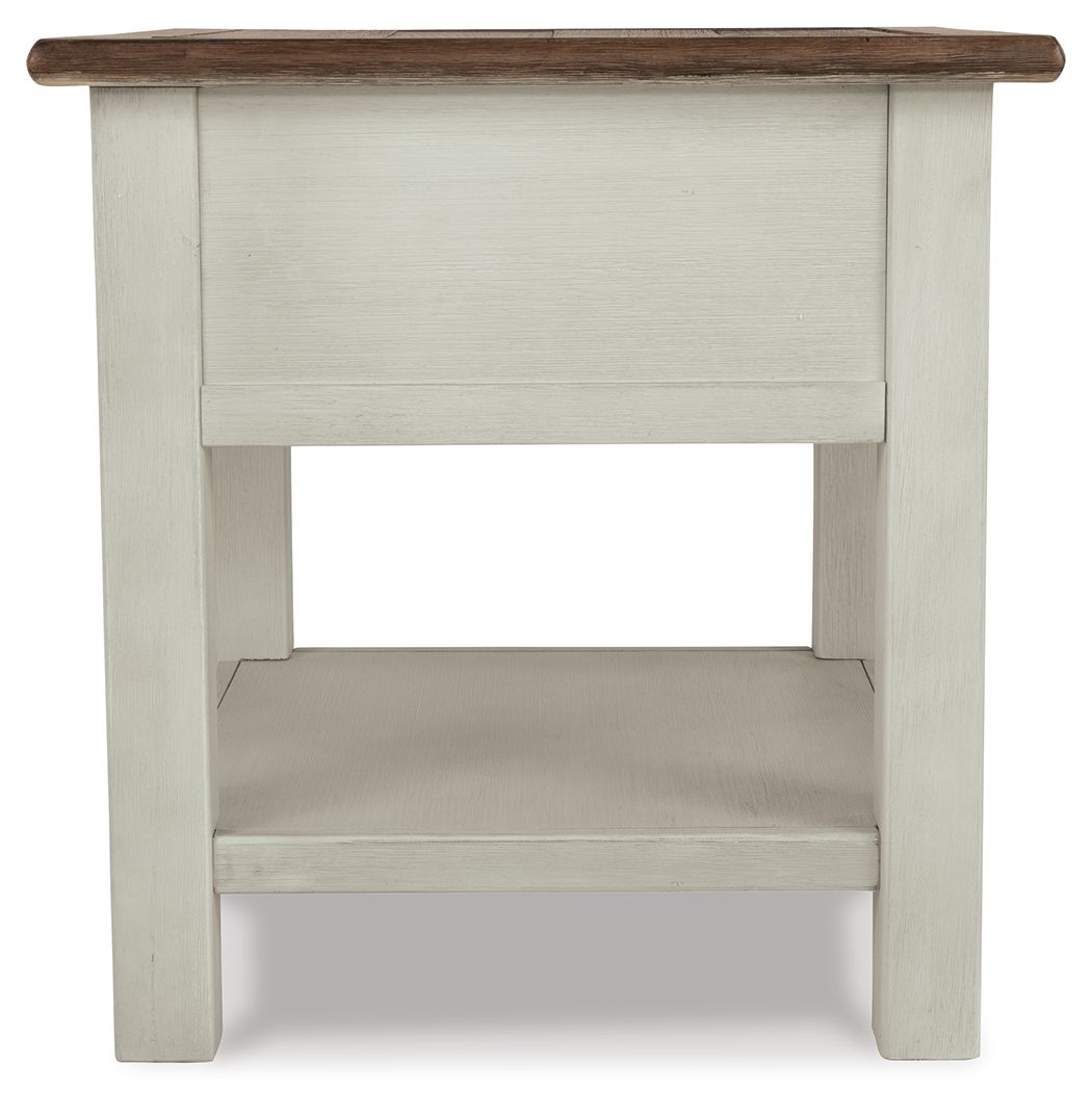 Bolanburg - Rectangular End Table - White / Brown / Beige