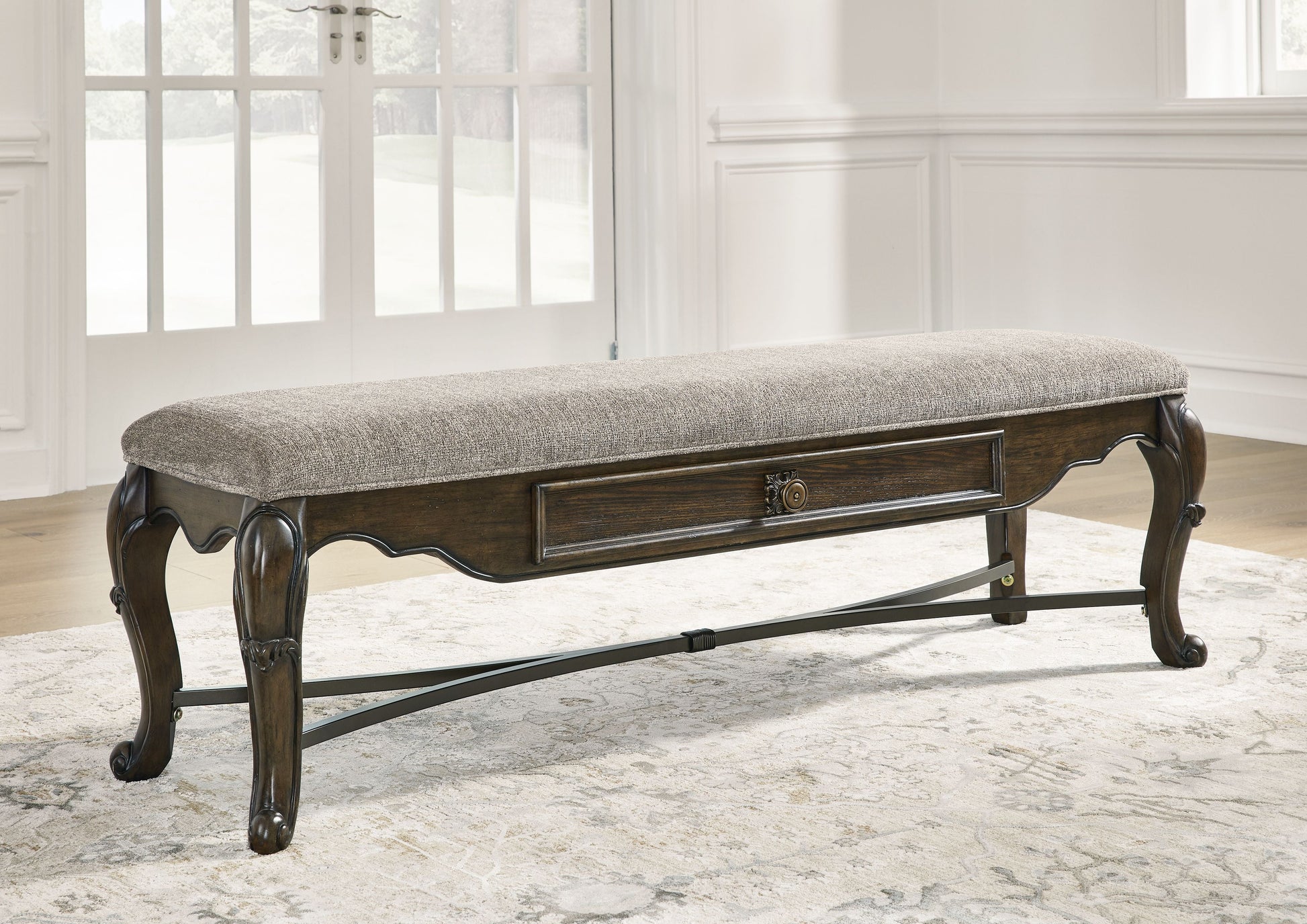 Signature Design by Ashley® Maylee - Dark Brown - Upholstered Storage Bench | Meri Furniture