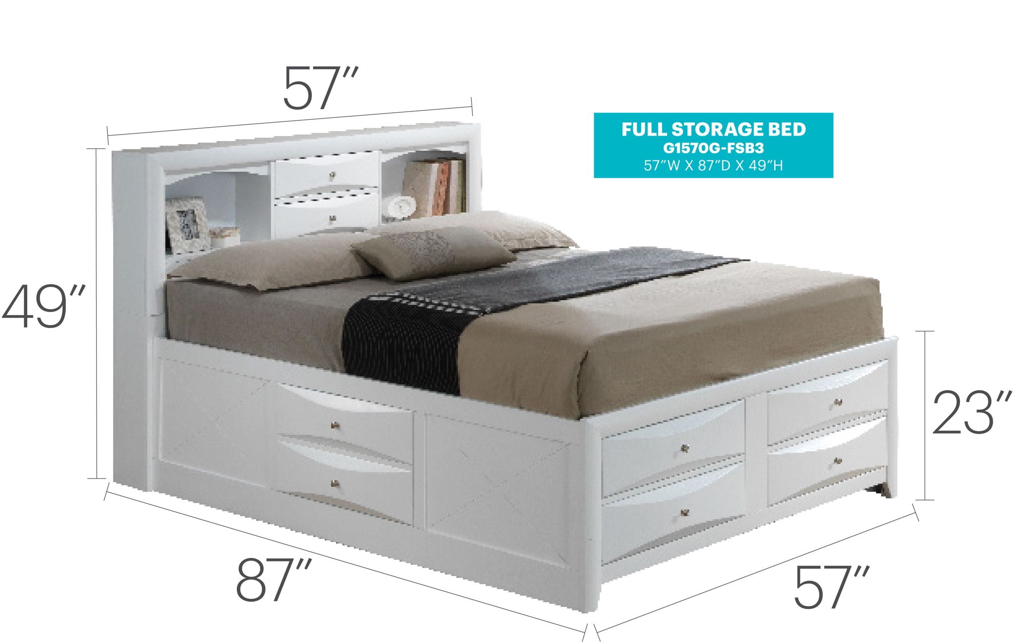 Marilla - Storage Bed With Bookcase Headboard