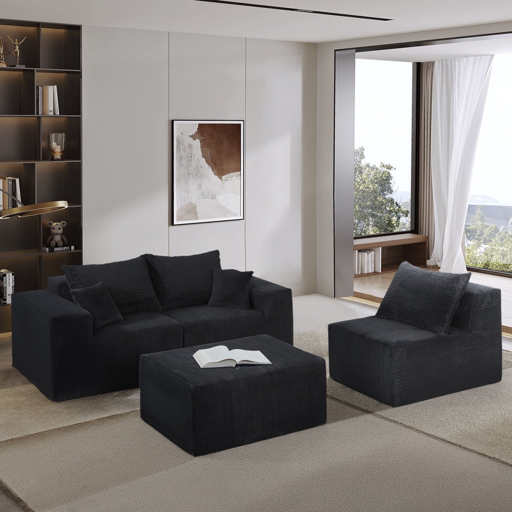 Modular Sectional Sofa, Convertible Couch With Chaise Corduroy