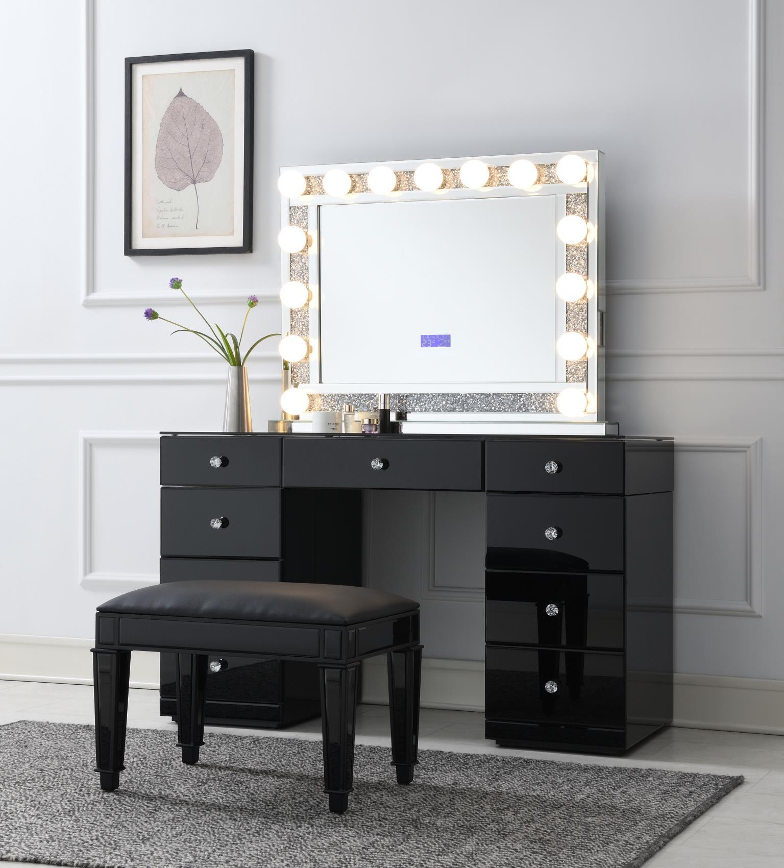 G-316 - Wood Vanity Stool - Black