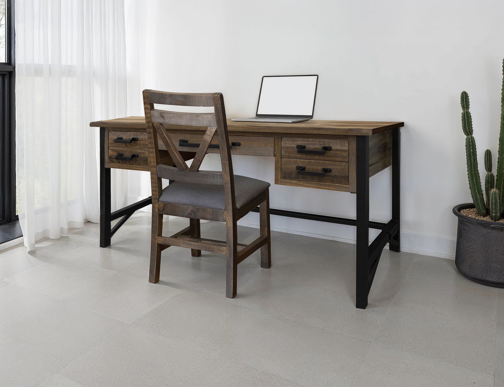 Loft - Desk - Two Tone Gray / Brown