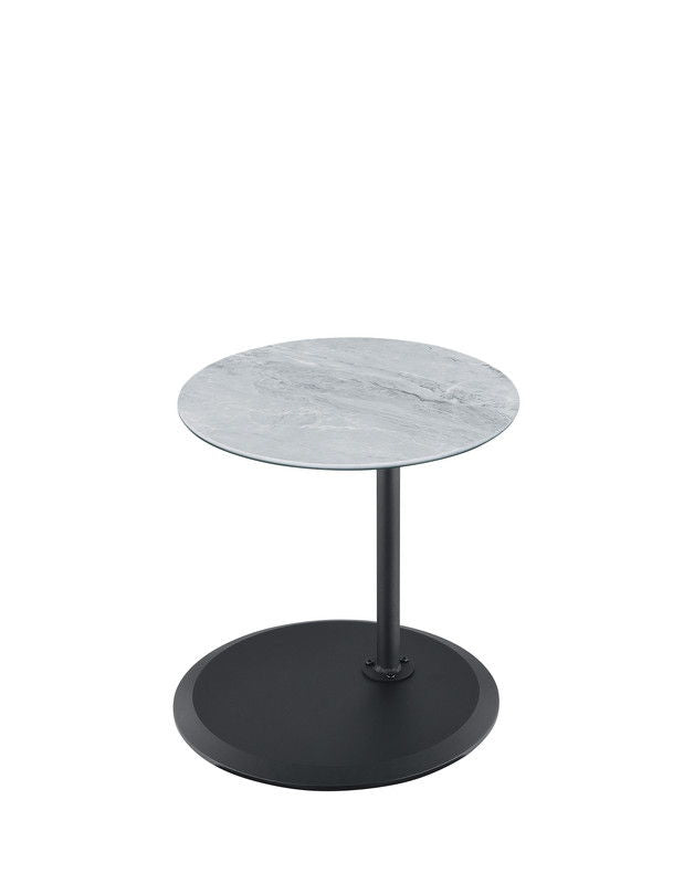 Orbit 15.5"W End Table with Height Adjustable Gray Marble Textured Top