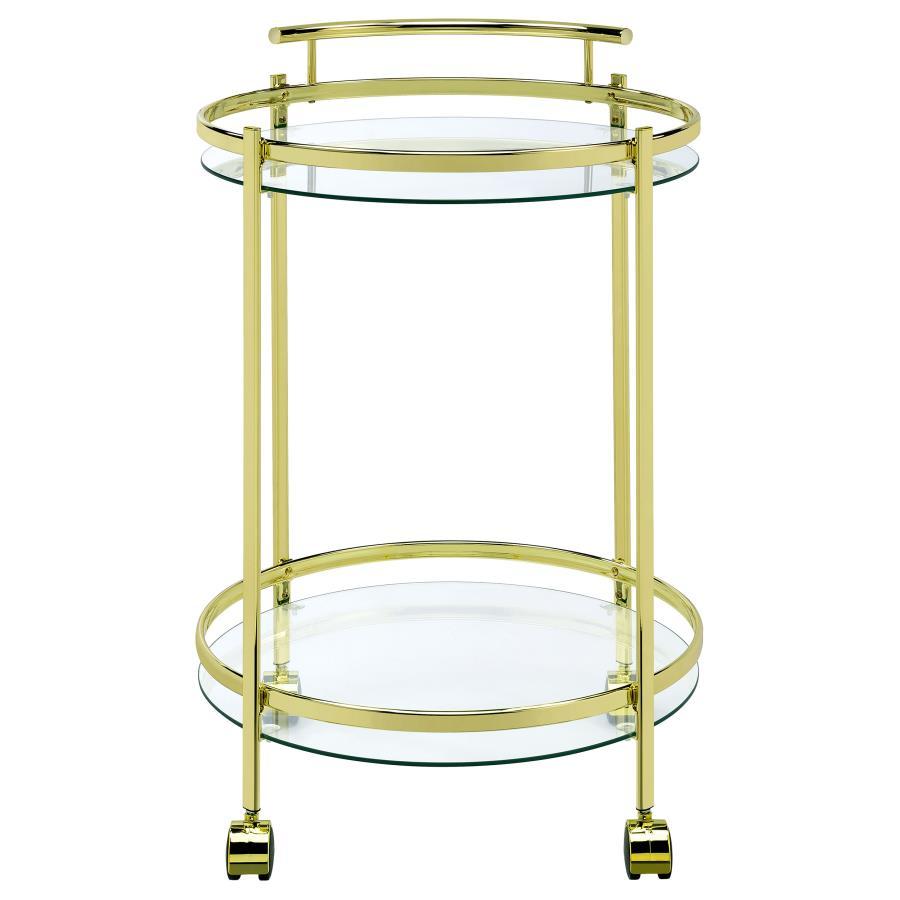 Coaster Fine Furniture Chrissy - Round Glass Shelf Metal Bar Cart | Meri Furniture