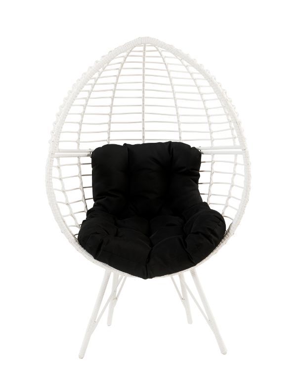 ACME Galzed - Patio Lounge Chair - Black Fabric & White Wicker | Meri Furniture