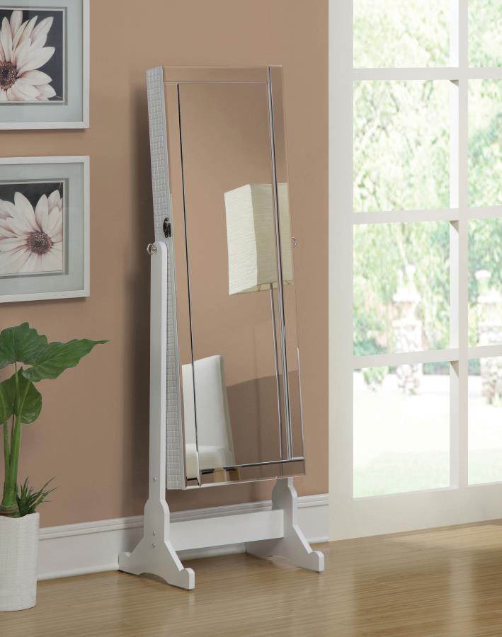 Coaster Fine Furniture Zayas - Cheval Mirror With Jewelry Storage - White | Meri Furniture