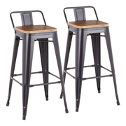 Oregon - Industrial Low Back Barstool (Set of 2) - Black