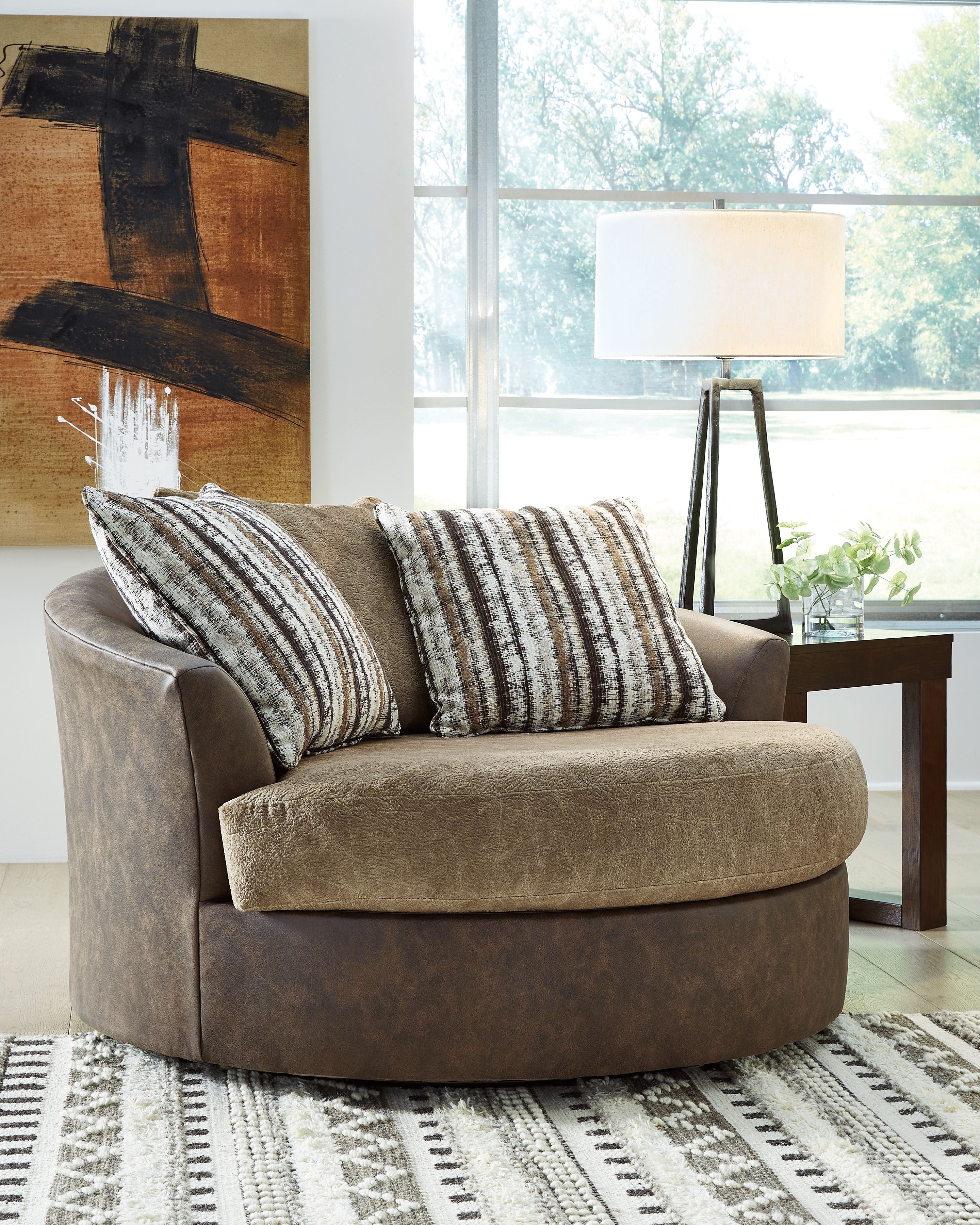 Signature Design by Ashley® Alesbury - Chocolate - Oversized Swivel Accent Chair | Meri Furniture