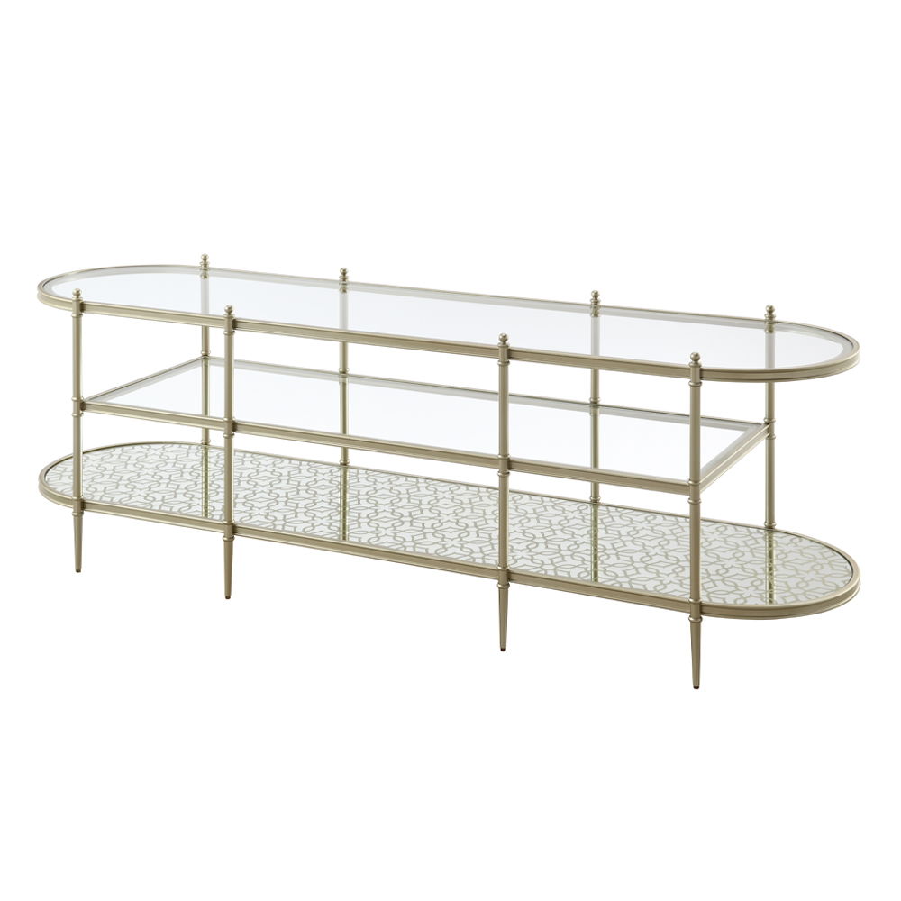 ACME Zaba - TV Stand - Glass Top & Silver | Meri Furniture