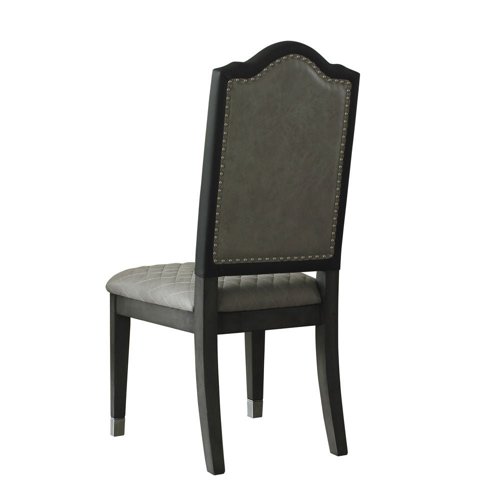 House Beatrice - Side Chair Set of 2) - Two Tone Gray Fabric & Charcoal