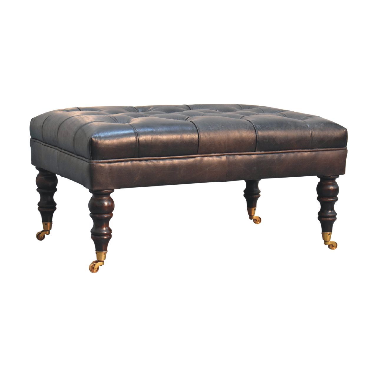 Buffalo - Leather Ottoman With Castor Legs