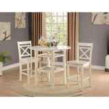 The Tartys collection creates functional and versatility perfect for any small dining space. This casual set features round leg table with 2 drop leaves, wine glass rack and bottom shelf.