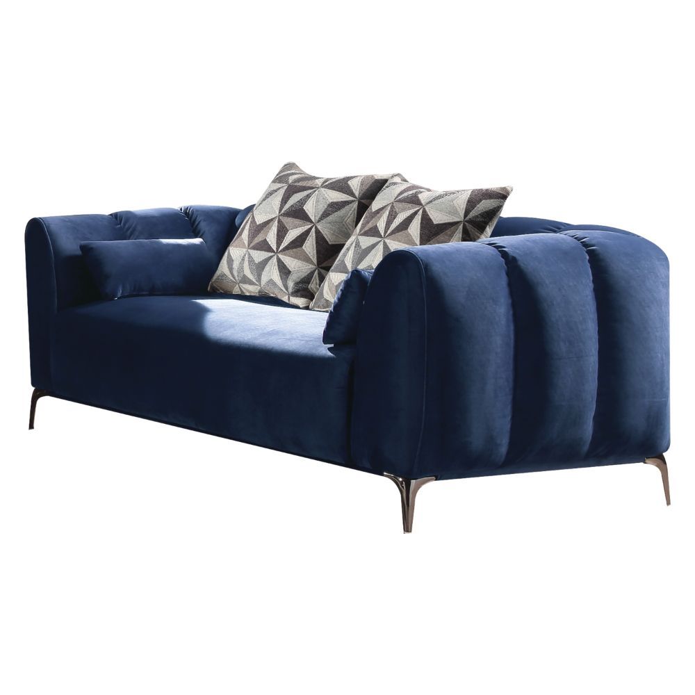 ACME Hellebore - Loveseat - Blue Velvet | Meri Furniture