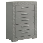 Coaster Fine Furniture Ives - 5-Drawer Bedroom Chest Of Drawers - Gray High Gloss | Meri Furniture