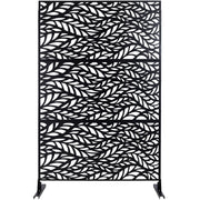 Outdoor & Indoor Privacy Screen Metal Privacy Screen, Freestanding Decorative Privacy Screen For Deck Balcony Patio - Black