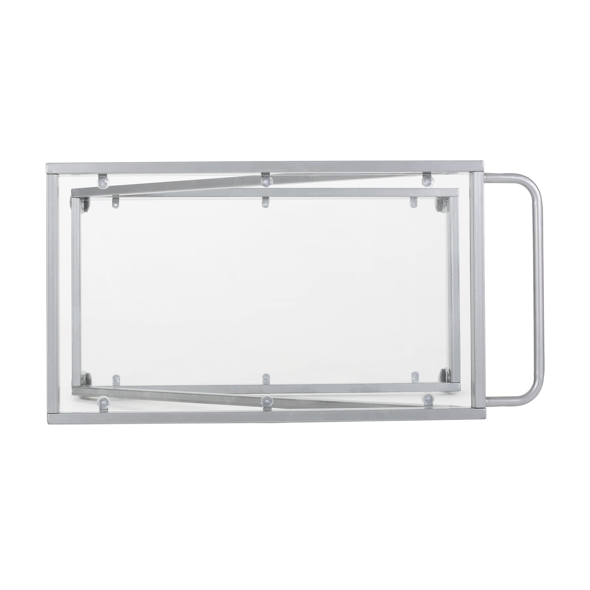 Modern Z Shaped Bar Cart With Tempered Glass Shelves - Silver