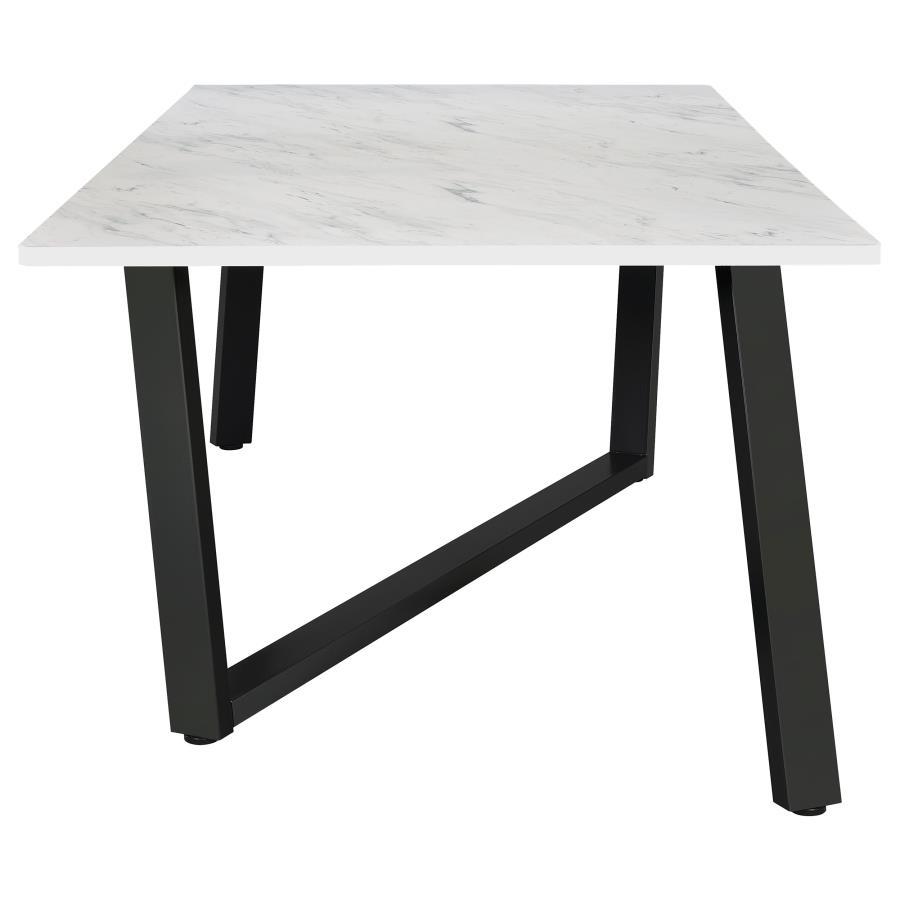 Coaster Fine Furniture Mayer - Rectangular Faux Marble Dining Table - White | Meri Furniture