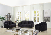 Sofia  Black Velvet Fabric Sofa Loveseat Chair Living Room Set